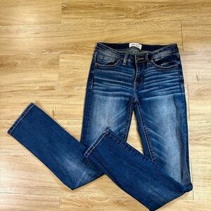 BKE Stella straight Jeans Womens 29x31 1/2 Blue Stretch Low Rise Dark Wash Denim